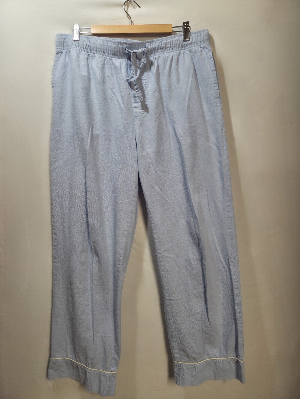 Oui 100% Organic Cotton Lounge Pants Sz M Loose Blue Drawstring Waist & Pockets